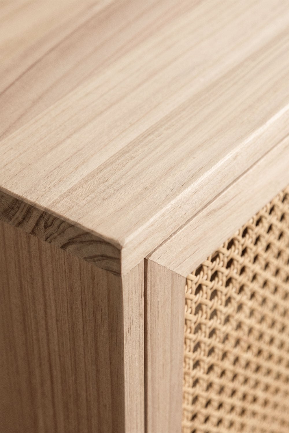 Rectangular sideboard 100x40 cm in natural wood with 2 shelves Ralik, gallery image 2