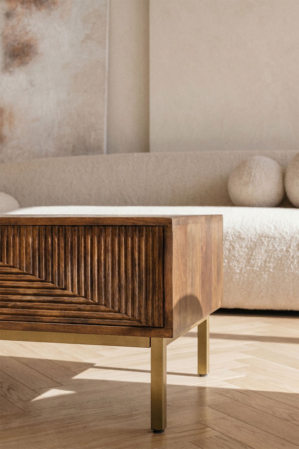 Rectangular coffee table 100x60 cm in mango wood Baty, gallery image 2