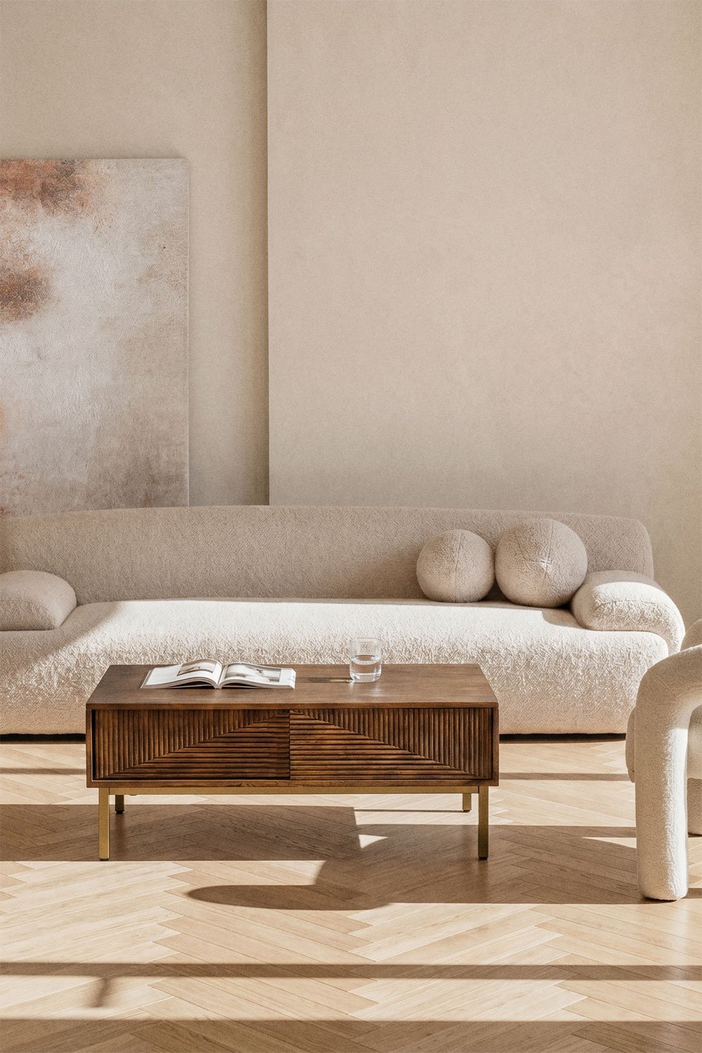 Rectangular coffee table 100x60 cm in mango wood Baty, gallery image 1