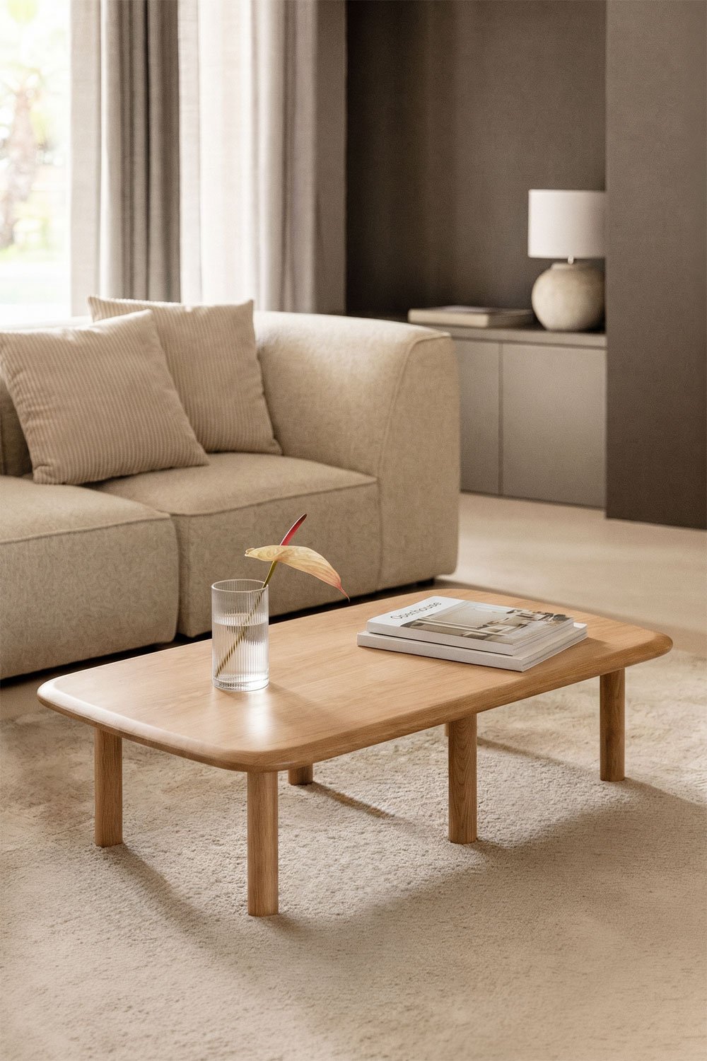 Rectangular coffee table 100x65 cm in Treveris wood, gallery image 1