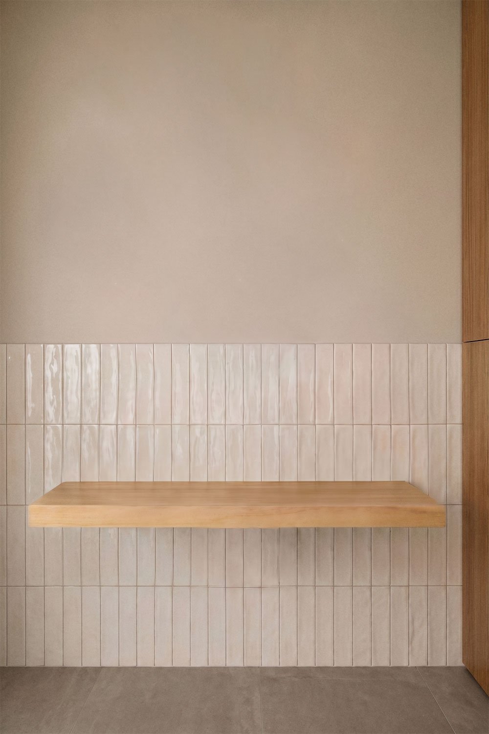 Venetian teak wood wall-mounted bathroom furniture set, gallery image 1
