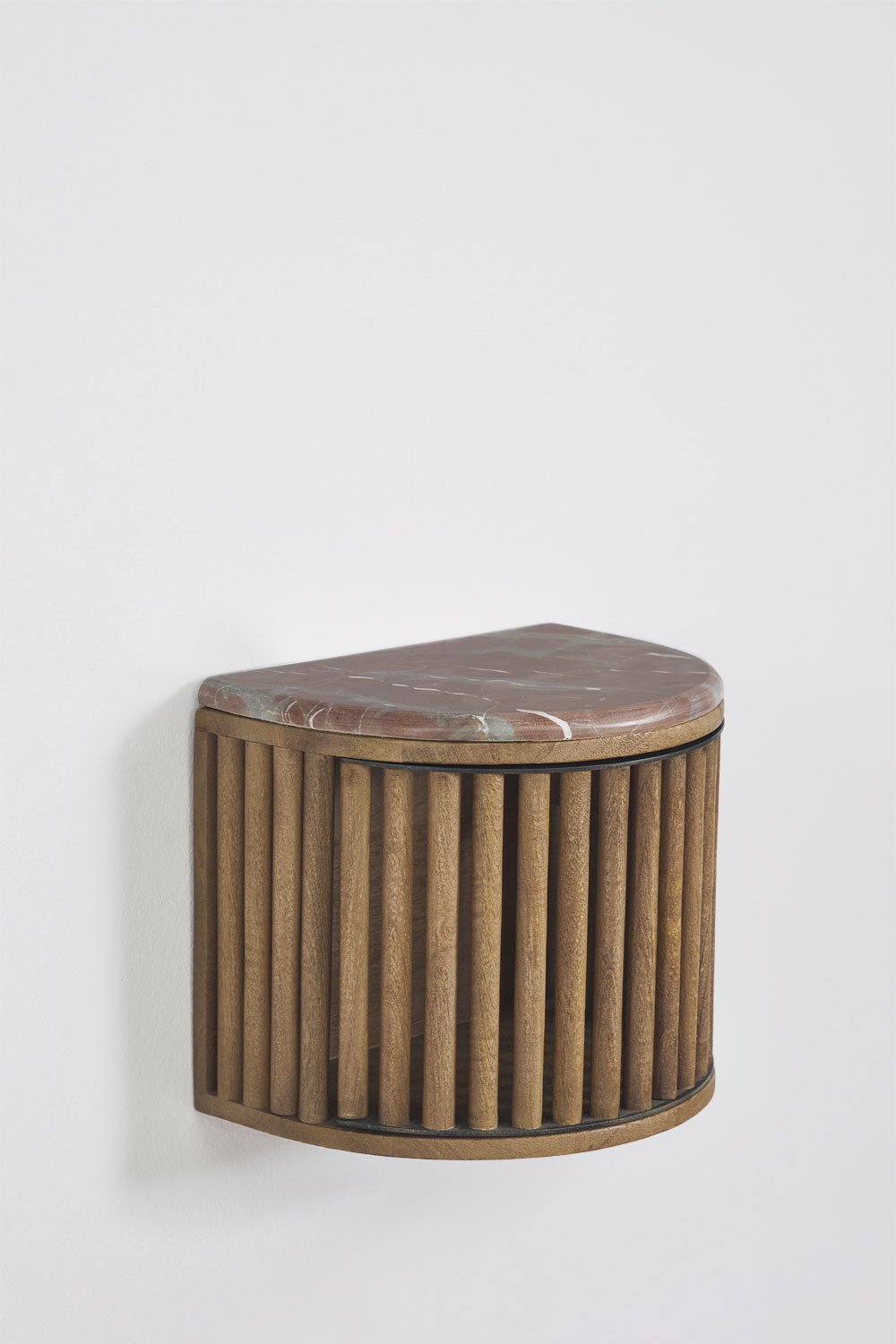 Floating nightstand 40x30 cm in mango wood and natural stone Talix, gallery image 3
