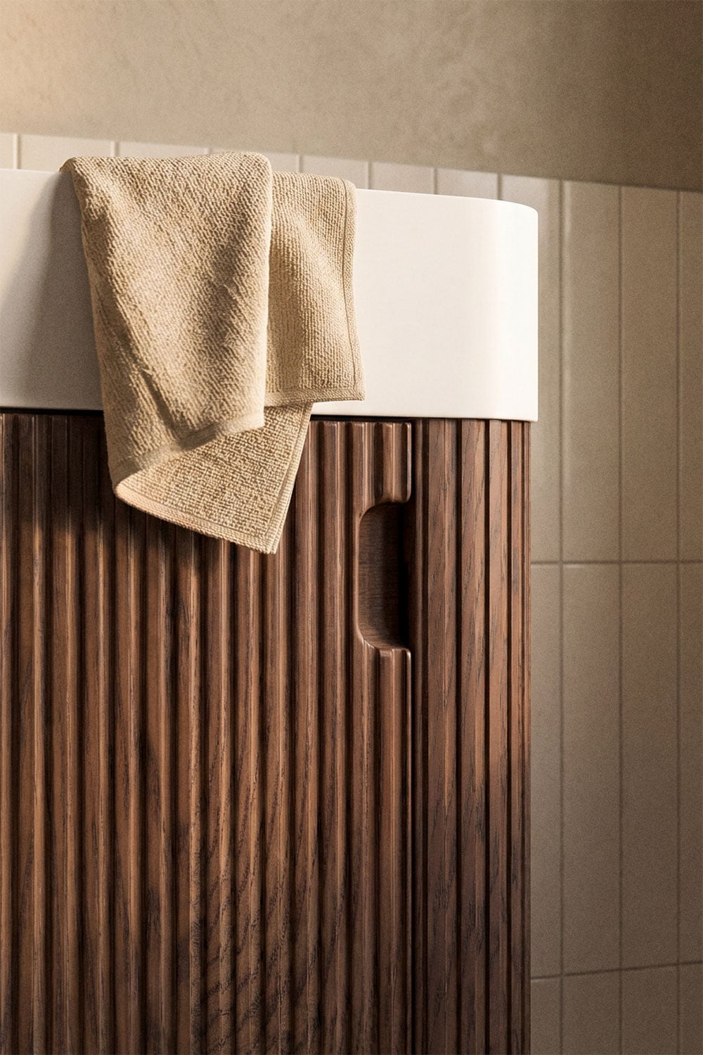 Suspended bathroom furniture set 45x25 cm in wood with integrated Aizea sink, gallery image 2