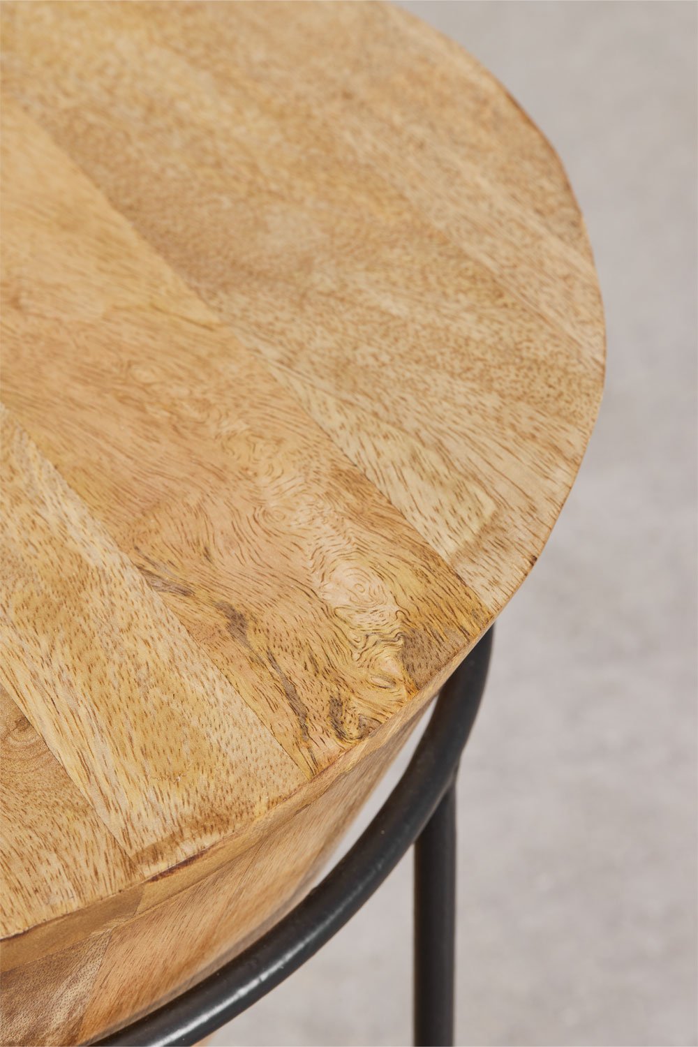 Piram nightstand Ø40 cm in mango wood and iron, gallery image 2