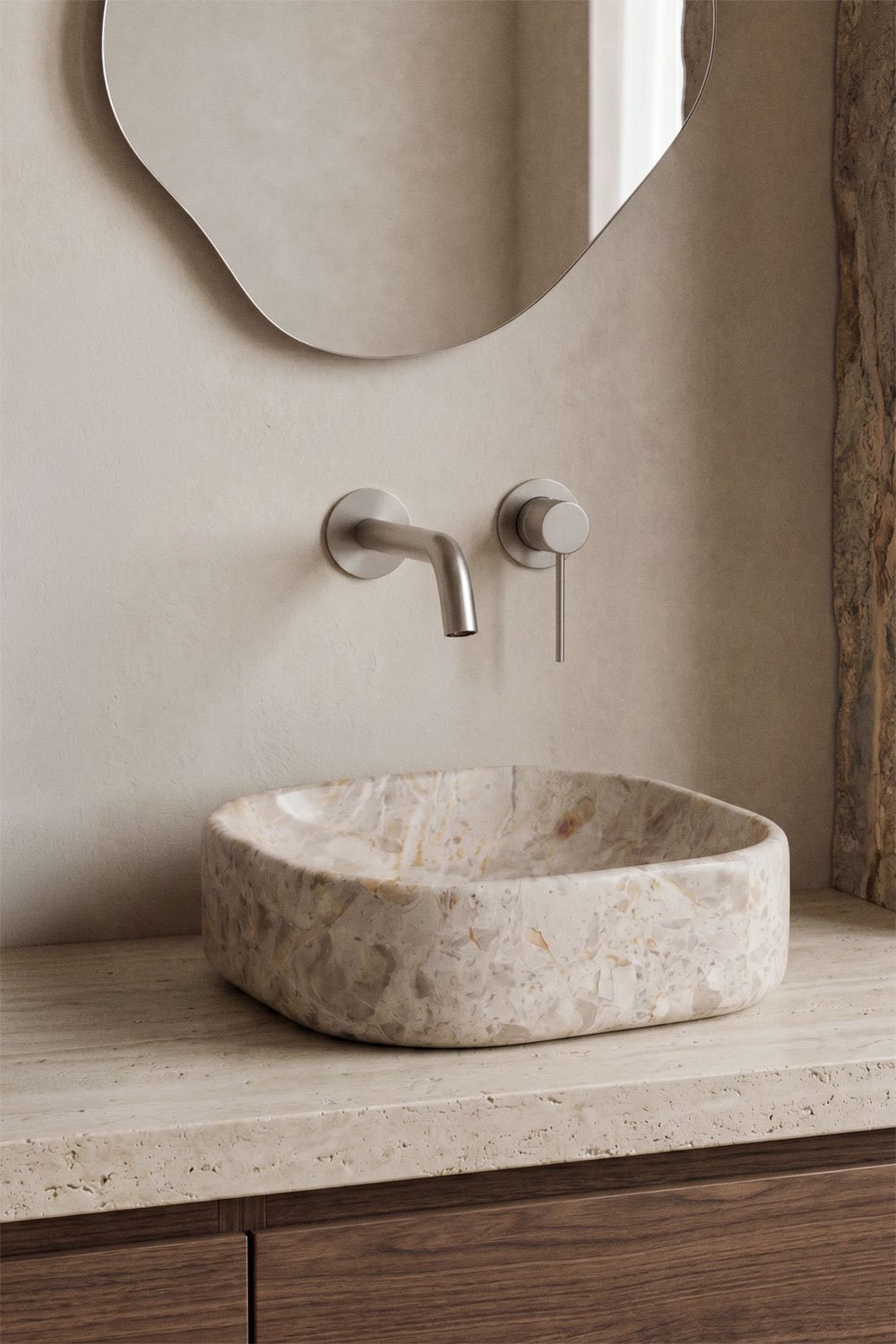 Square washbasin 40x40 cm in Francesca marble, gallery image 1