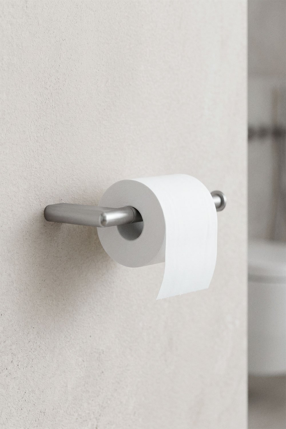 Rovent brushed grey stainless steel toilet roll holder for the bathroom, gallery image 1