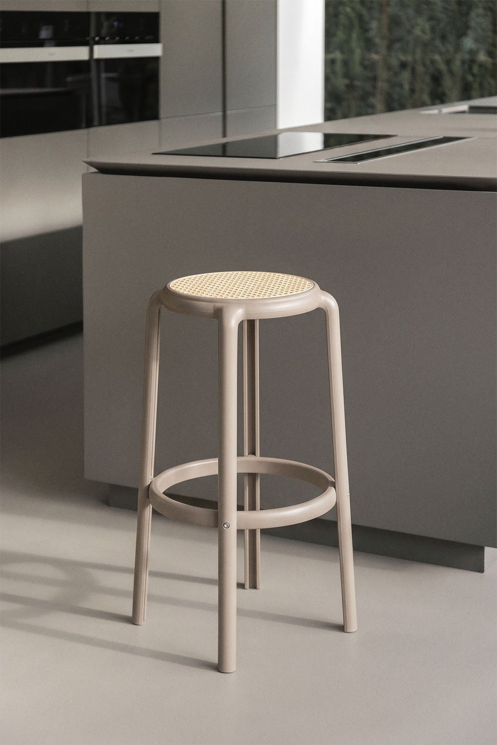 75 cm bar stool in mocha brown polypropylene Omara, gallery image 1