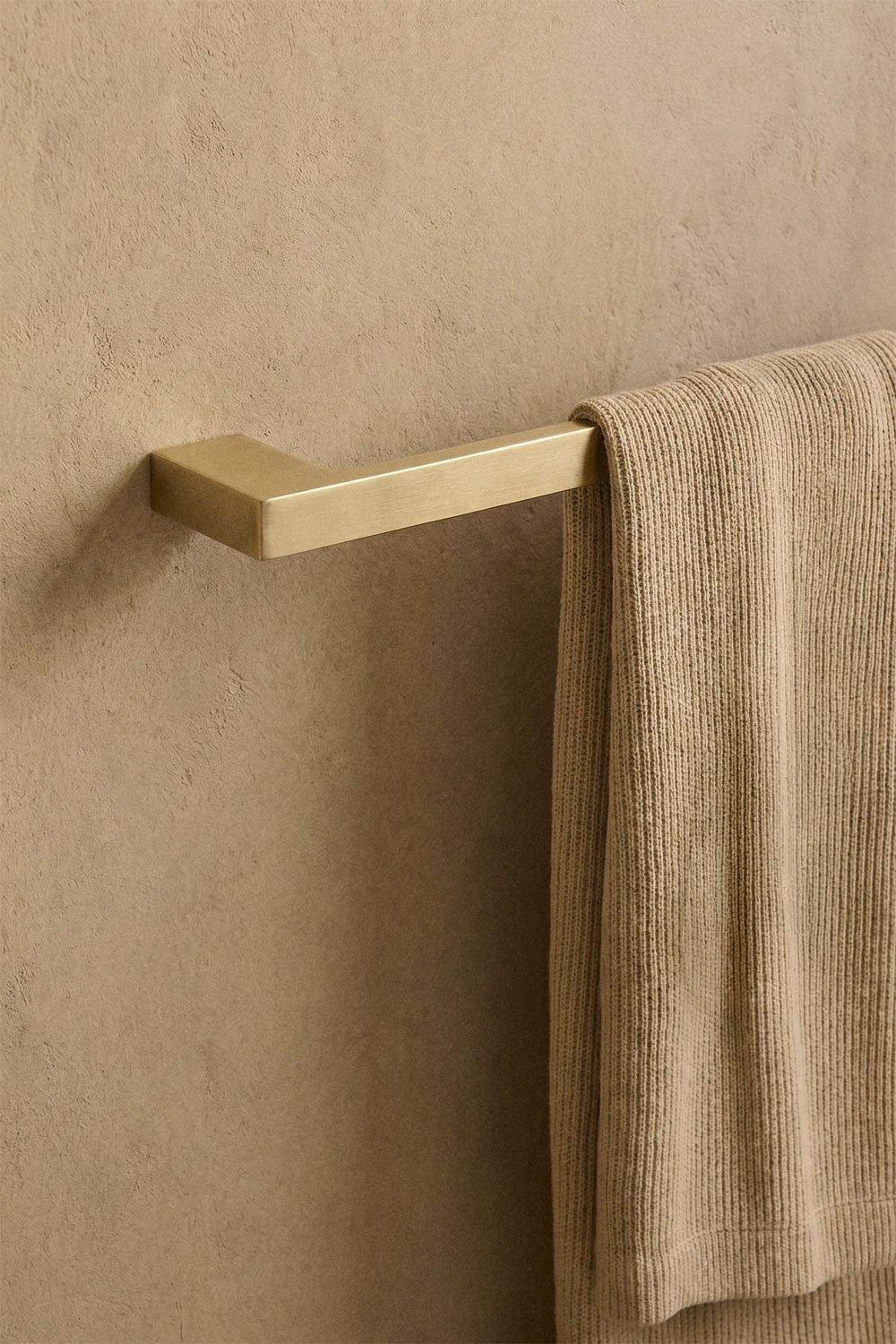 Olvam wall-mounted towel rail with 60 cm bar for the bathroom, in brushed gold stainless steel, gallery image 2