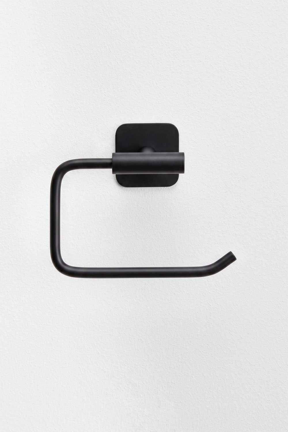 Adhesive toilet paper holder for bathroom in matte black stainless steel Ondreli, gallery image 4