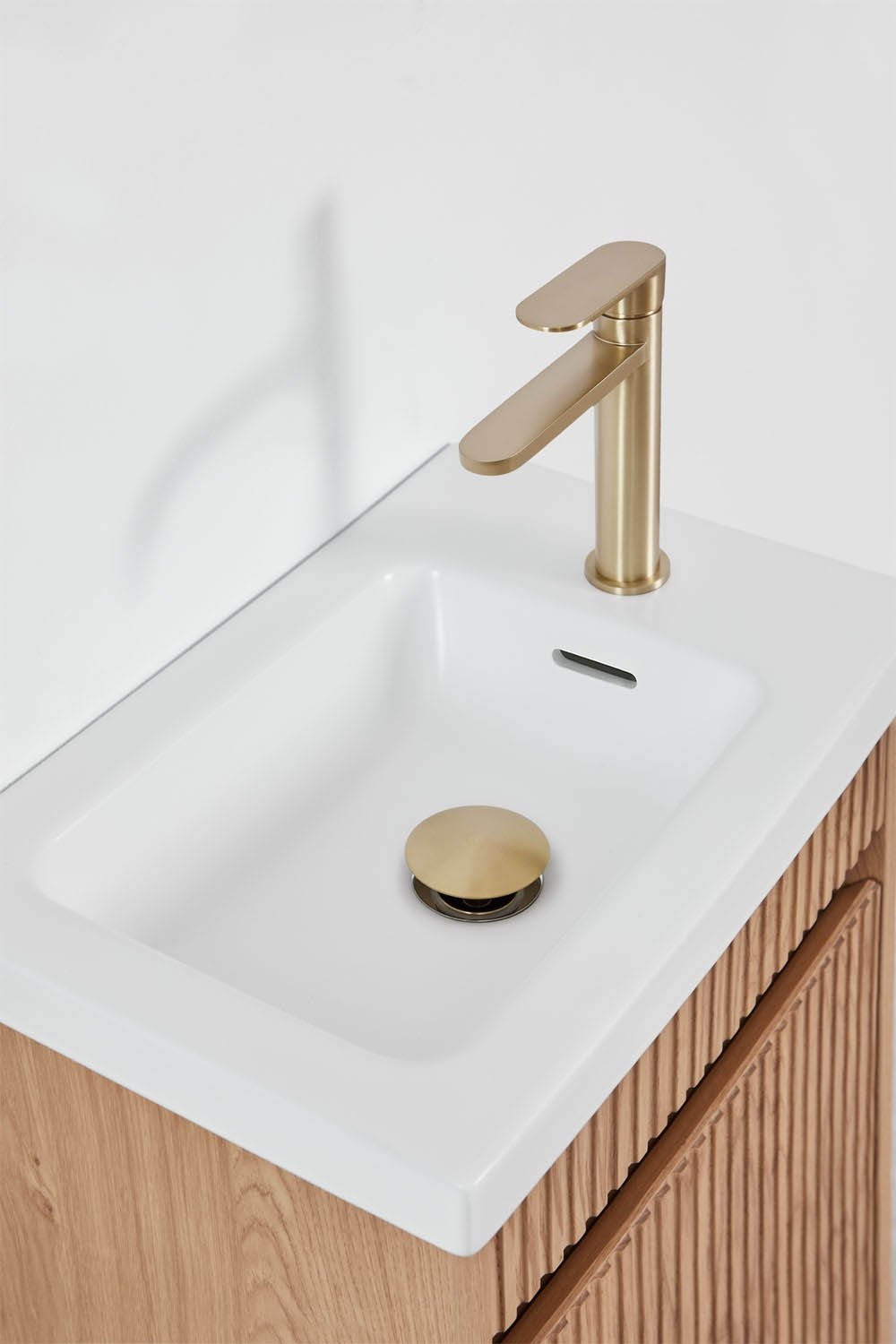 Suspended wooden bathroom furniture set with integrated sink Narek, gallery image 5