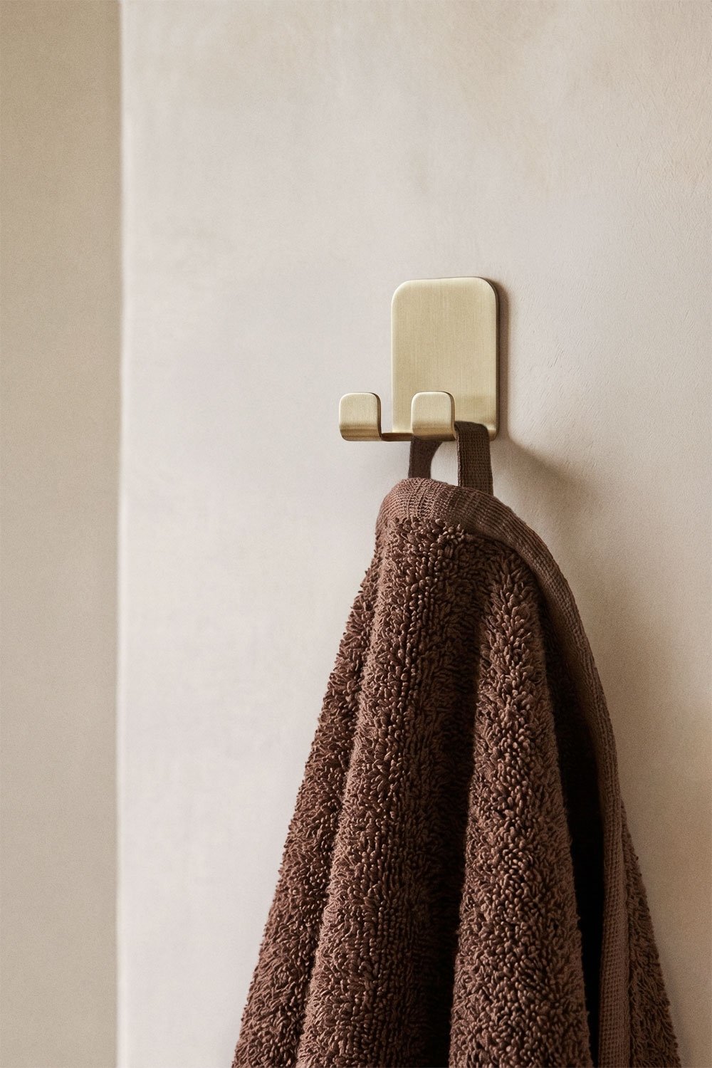Adhesive bathroom hook in brushed gold stainless steel Ondreli, gallery image 1