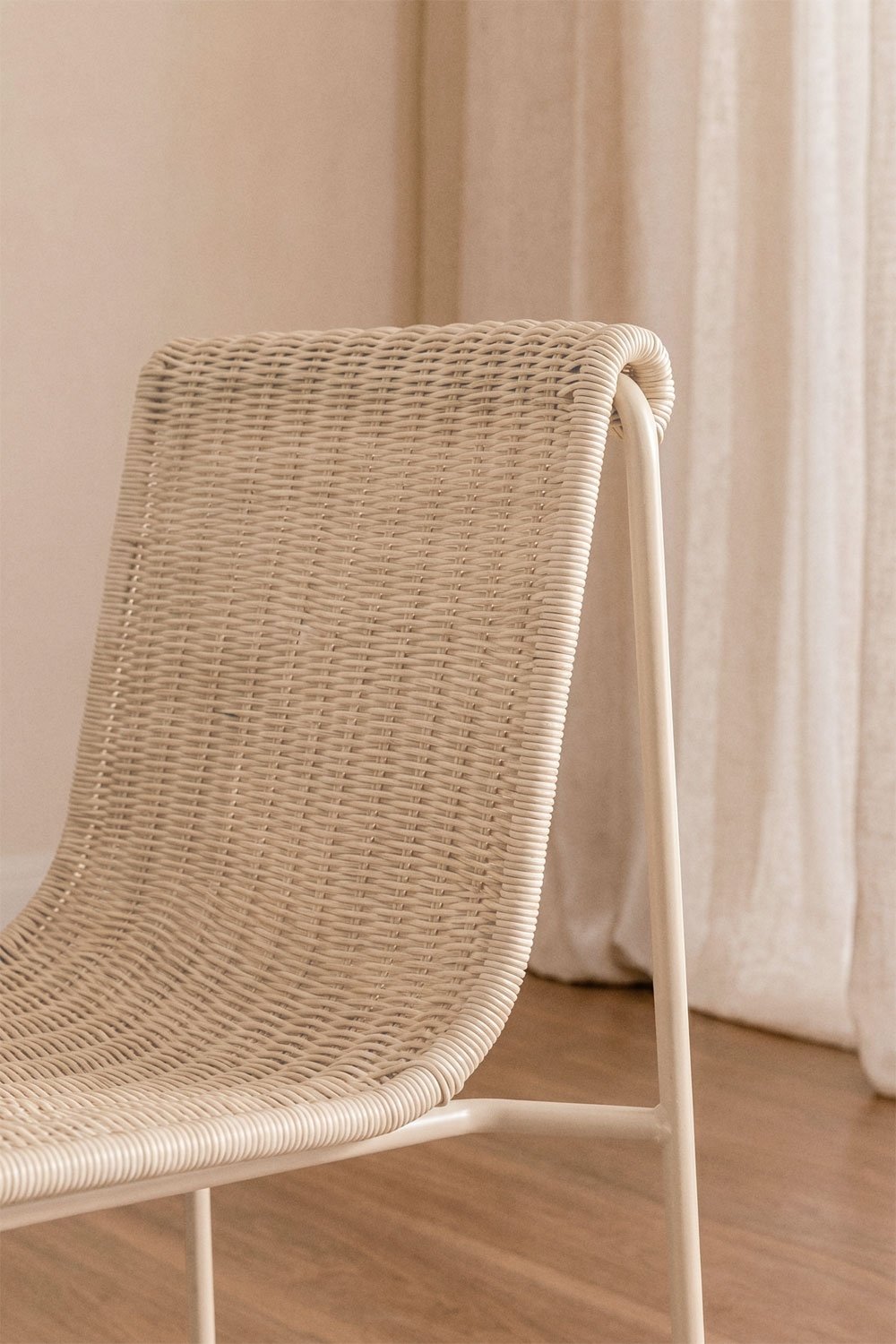Revia synthetic rattan and steel dining chair, gallery image 2