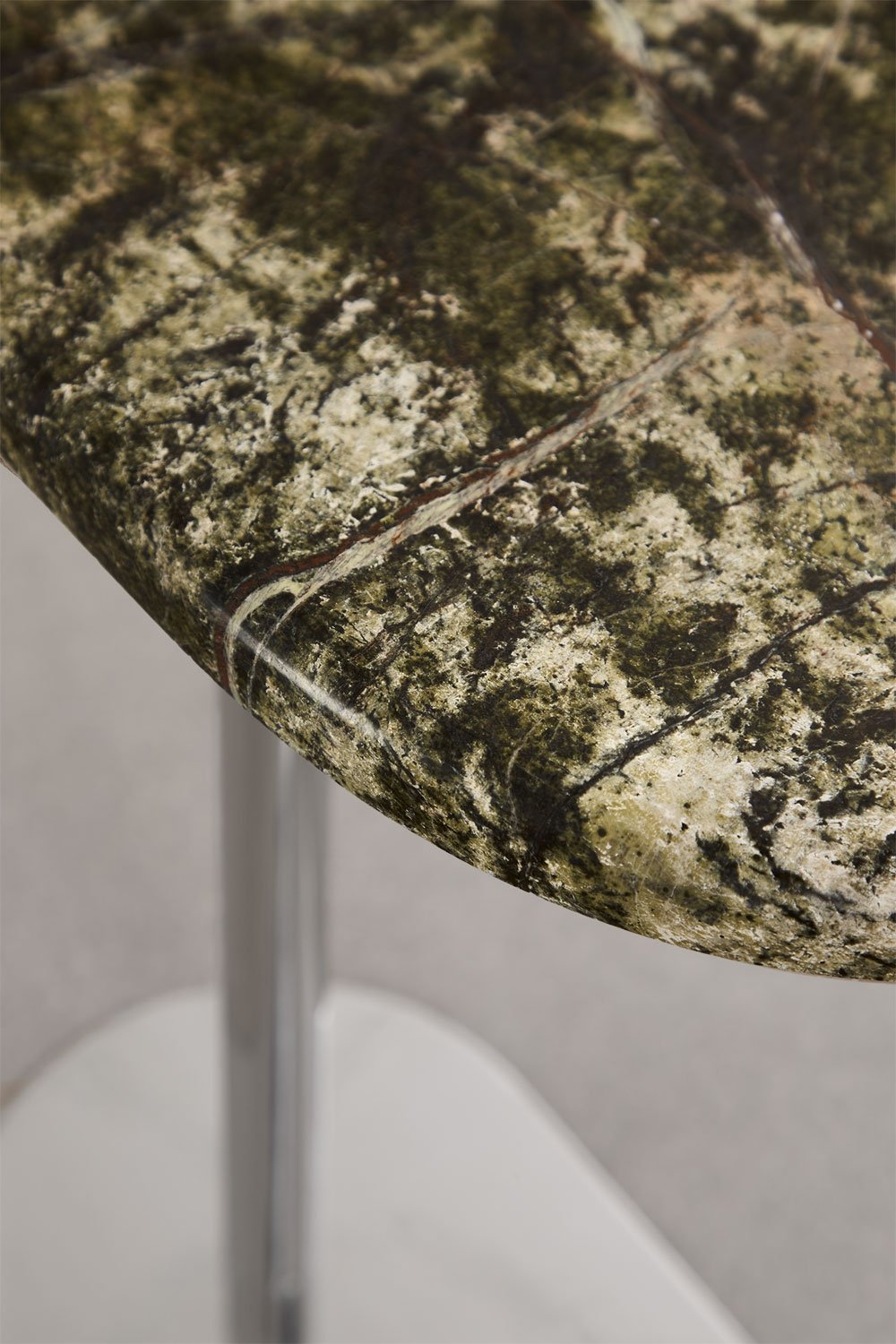 Oval garden side table 45x25 cm in stainless steel and marble Lumair, gallery image 6