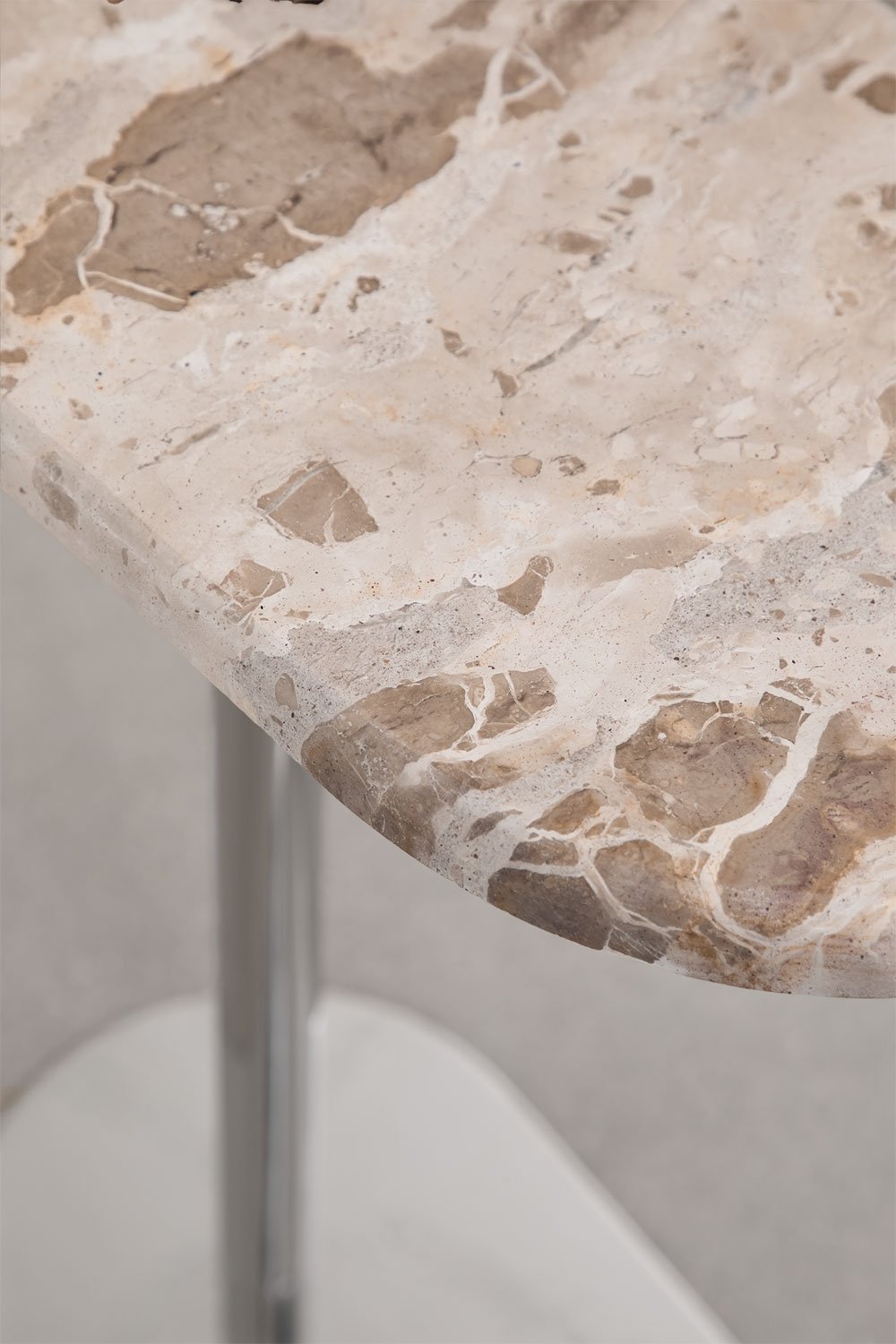 Oval garden side table 45x25 cm in stainless steel and marble Lumair, gallery image 4