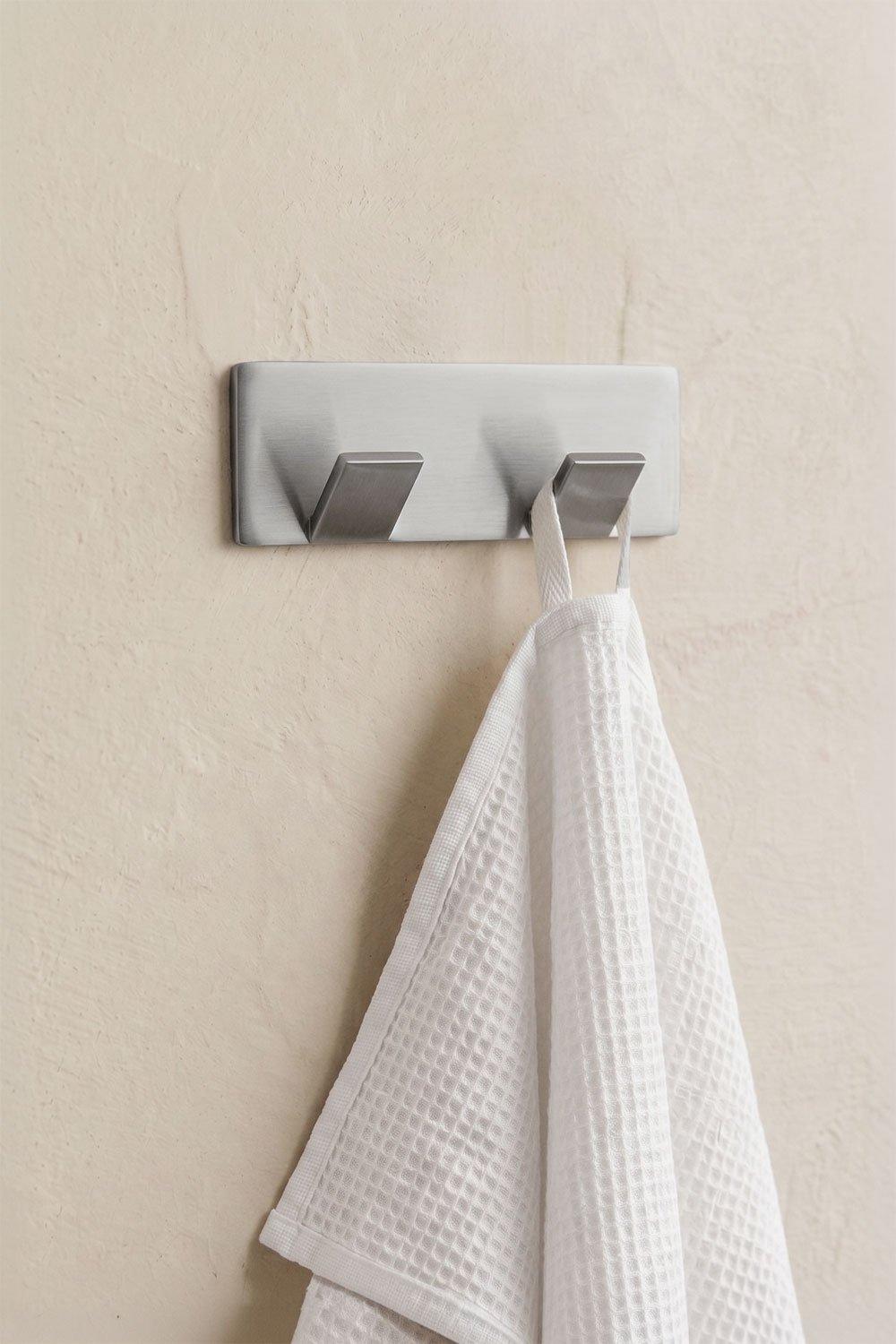 Adhesive bathroom hook in brushed grey stainless steel Jalter, gallery image 1