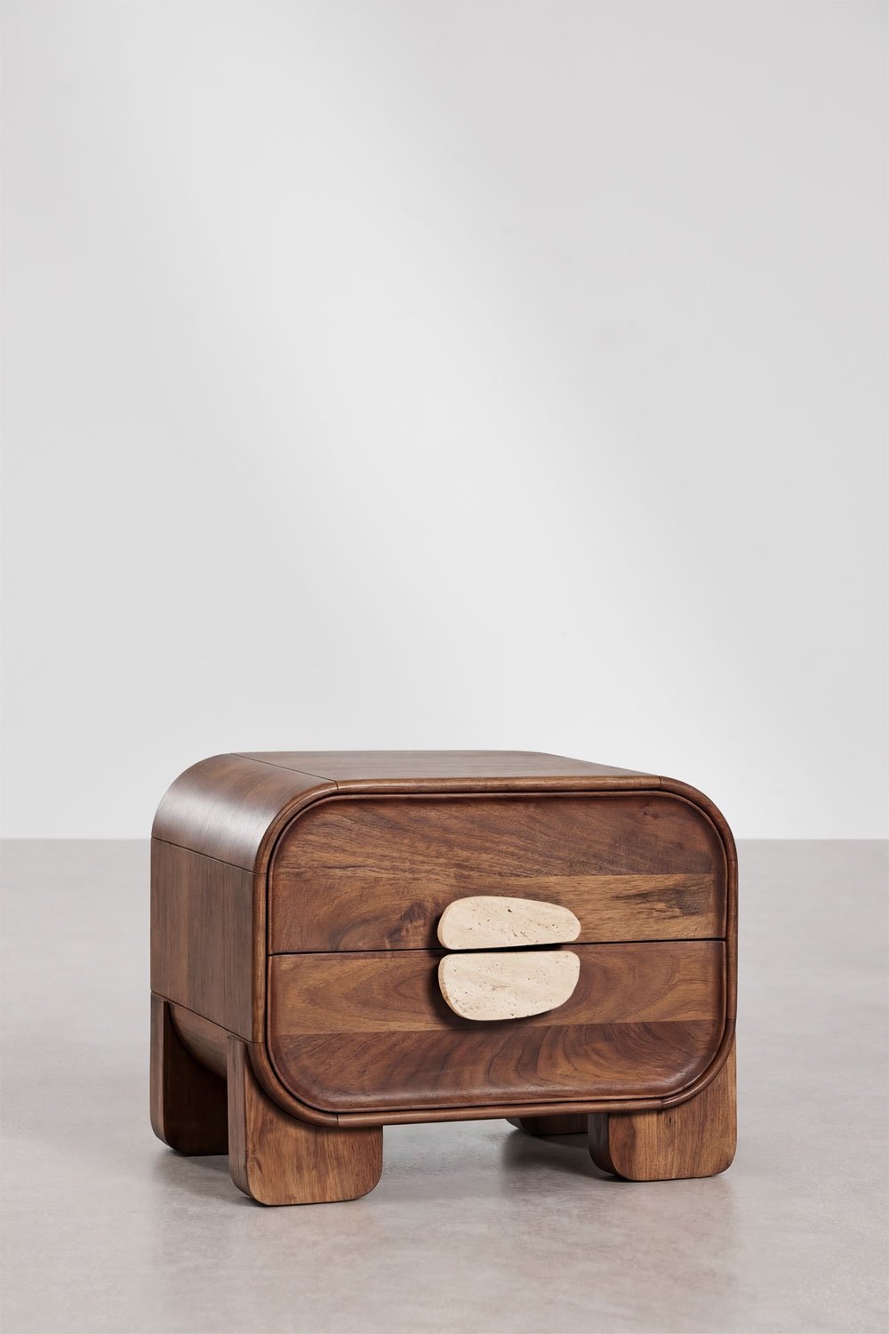 Kivalina 50x35 cm nightstand in mango wood and natural stone, gallery image 3