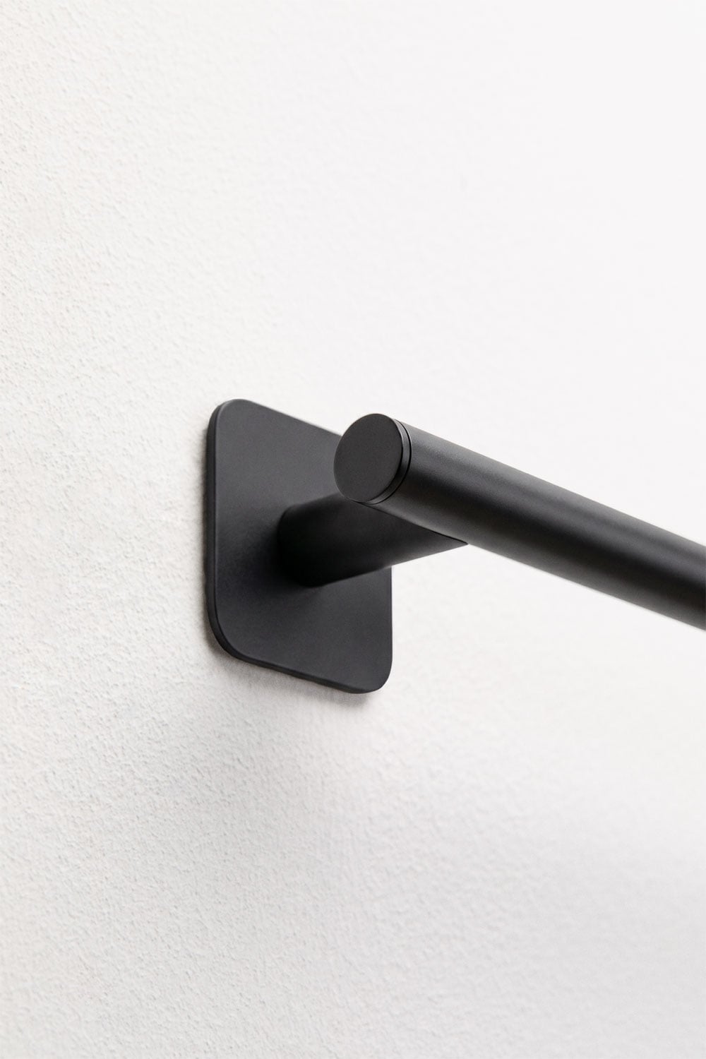 Adhesive wall-mounted 60 cm towel rail for bathroom in matte black stainless steel Ondreli, gallery image 6