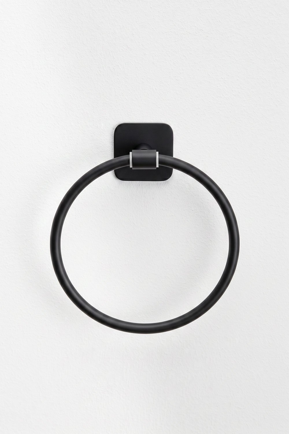 Ondreli matt black stainless steel adhesive wall-mounted towel rail (Ø15 cm) for the bathroom, gallery image 3