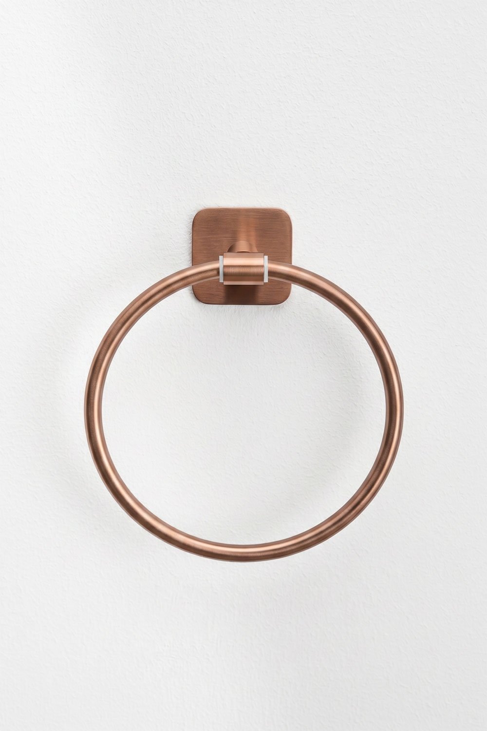 Ondreli self-adhesive wall-mounted towel rail, Ø15 cm, for the bathroom, in brushed rose gold stainless steel, gallery image 3