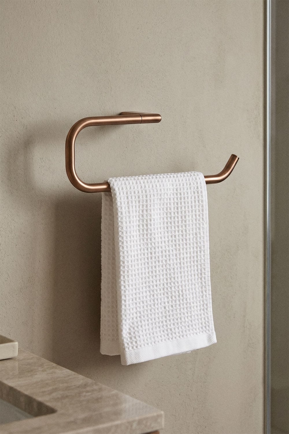 30 cm wall-mounted towel rail for bathroom in brushed rose gold stainless steel Rovent, gallery image 1
