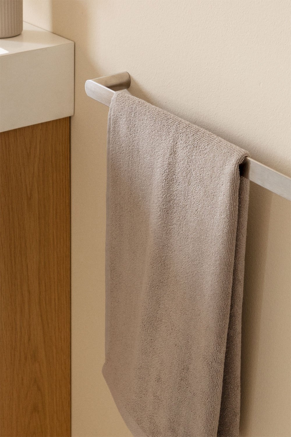 Wall-mounted towel rail with 60 cm bar in chrome grey stainless steel Alameda, gallery image 2