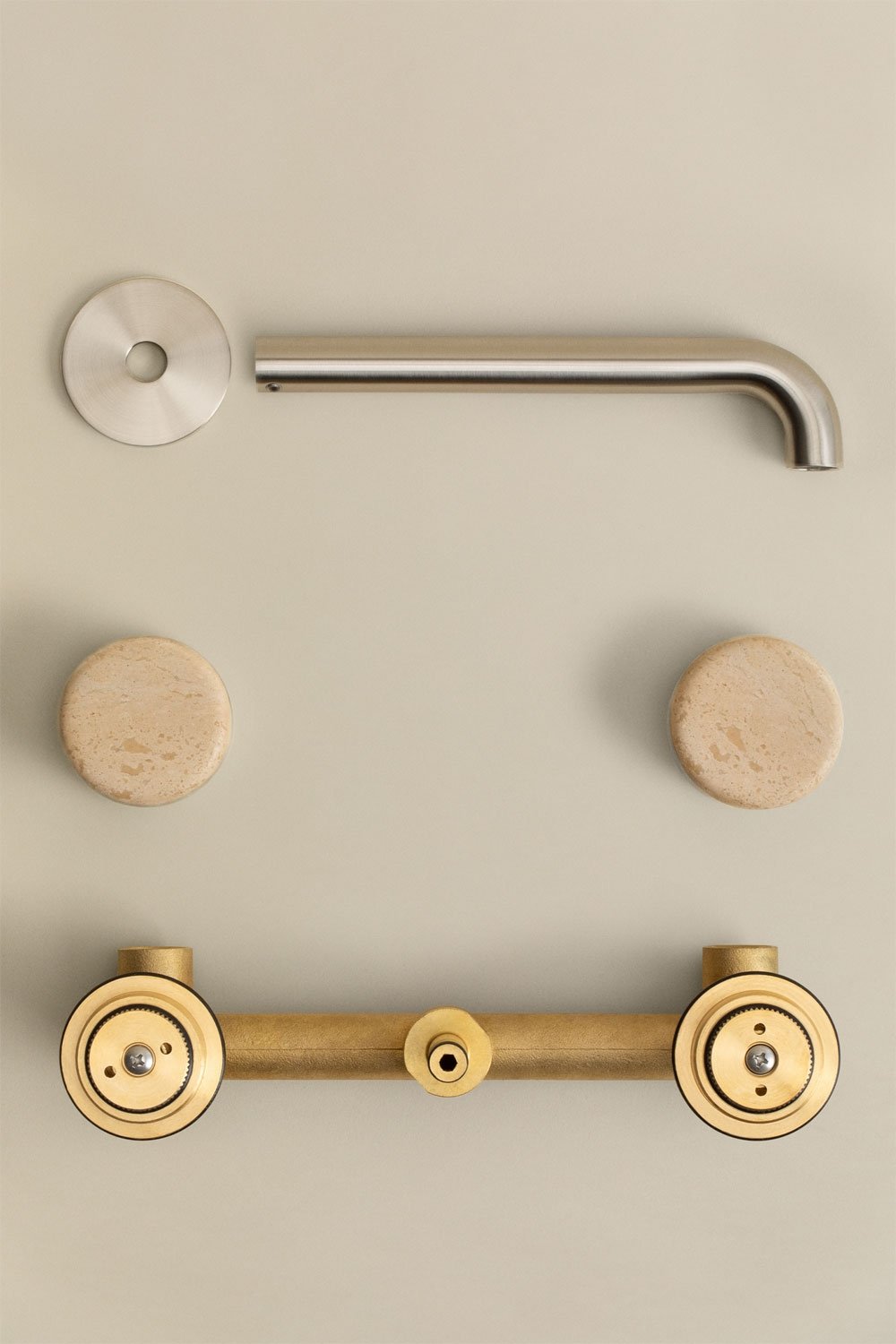 Gilstoin built-in basin mixer in brass and natural stone, gallery image 7