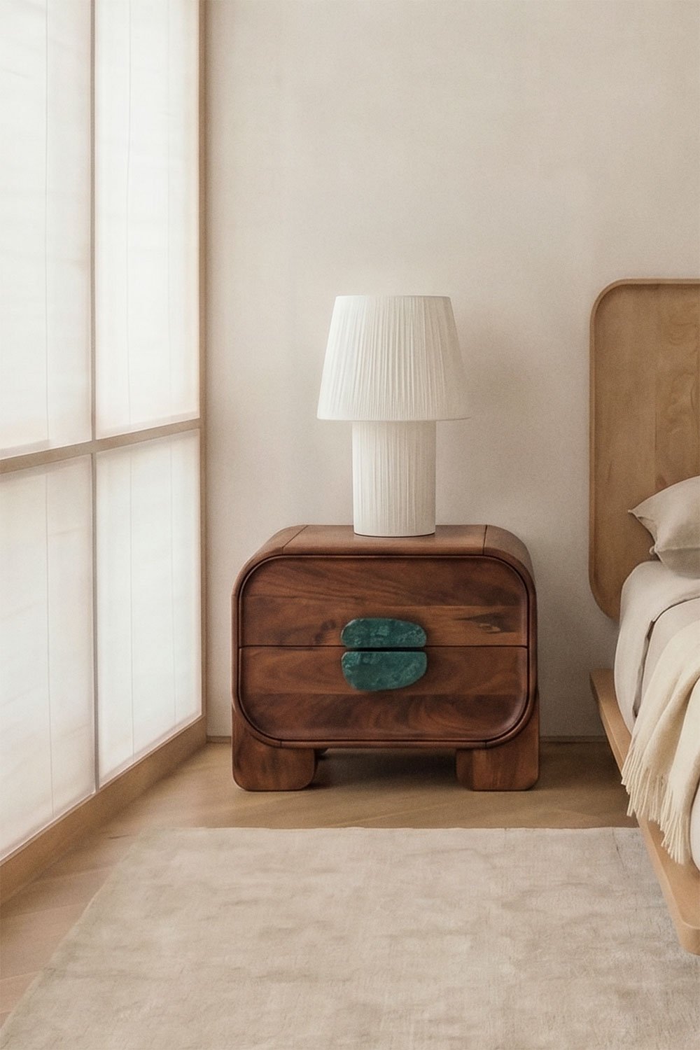 Kivalina 50x35 cm nightstand in mango wood and natural stone, gallery image 1