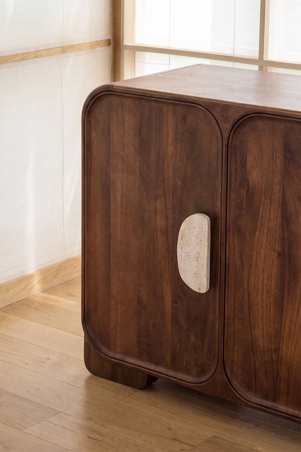 Sideboard 160x45 cm in mango wood and Kivalina natural stone, gallery image 2