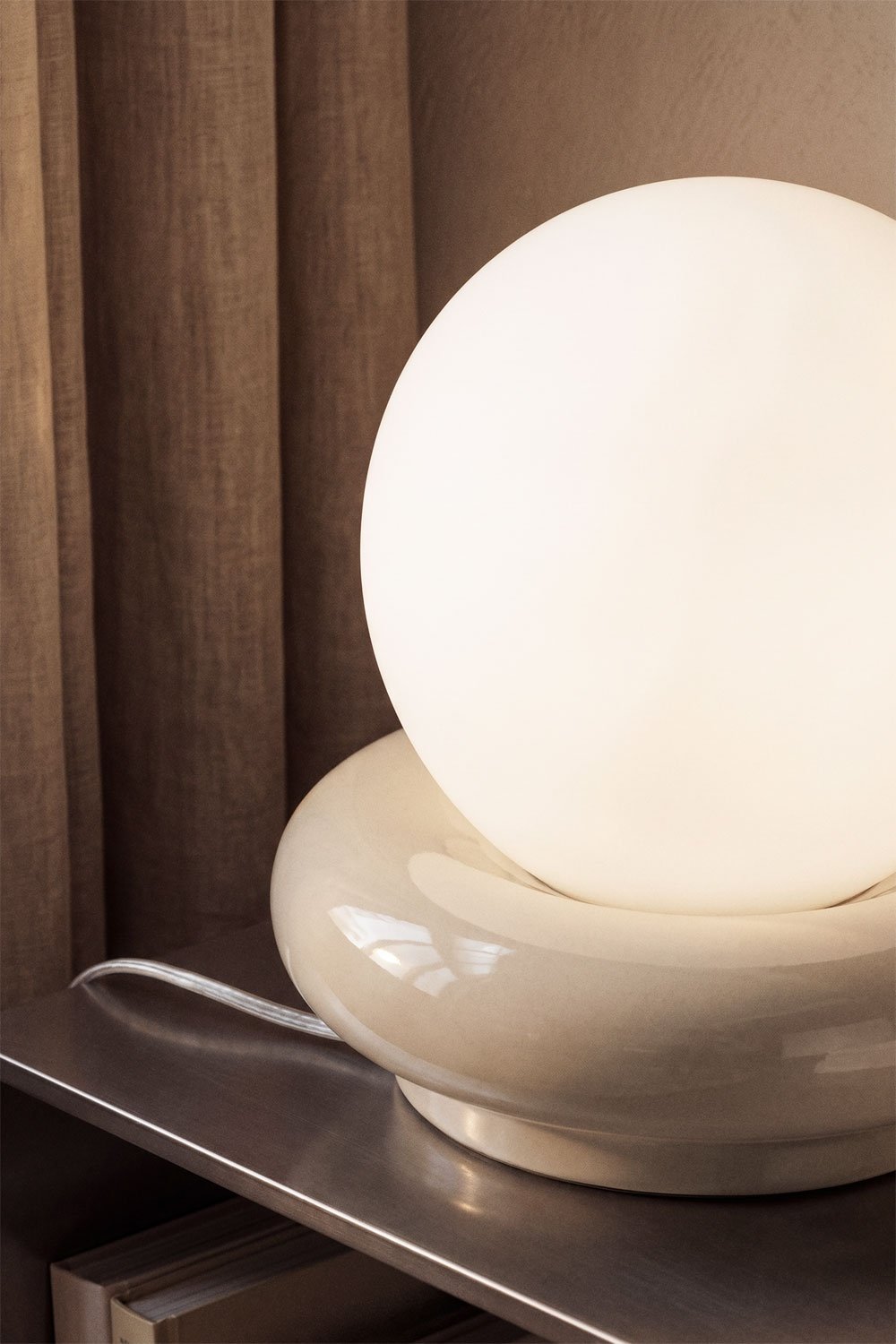 Ceramic table lamp with Kryx glass ball, gallery image 2