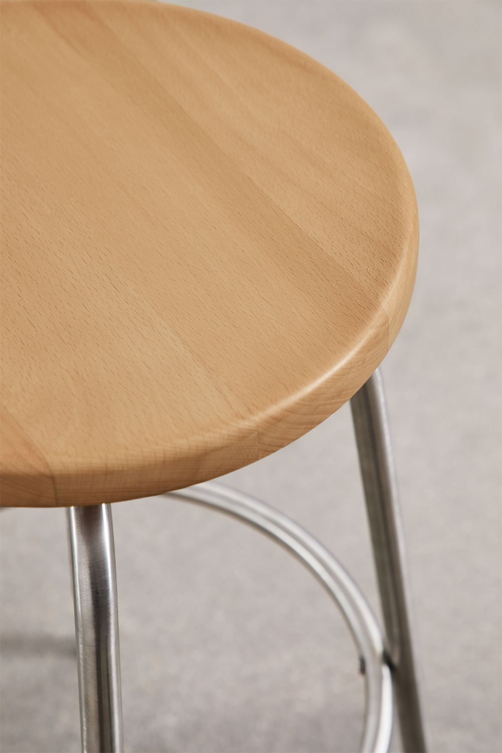 Adjustable high stool in stainless steel and beech wood Bangalore, gallery image 6