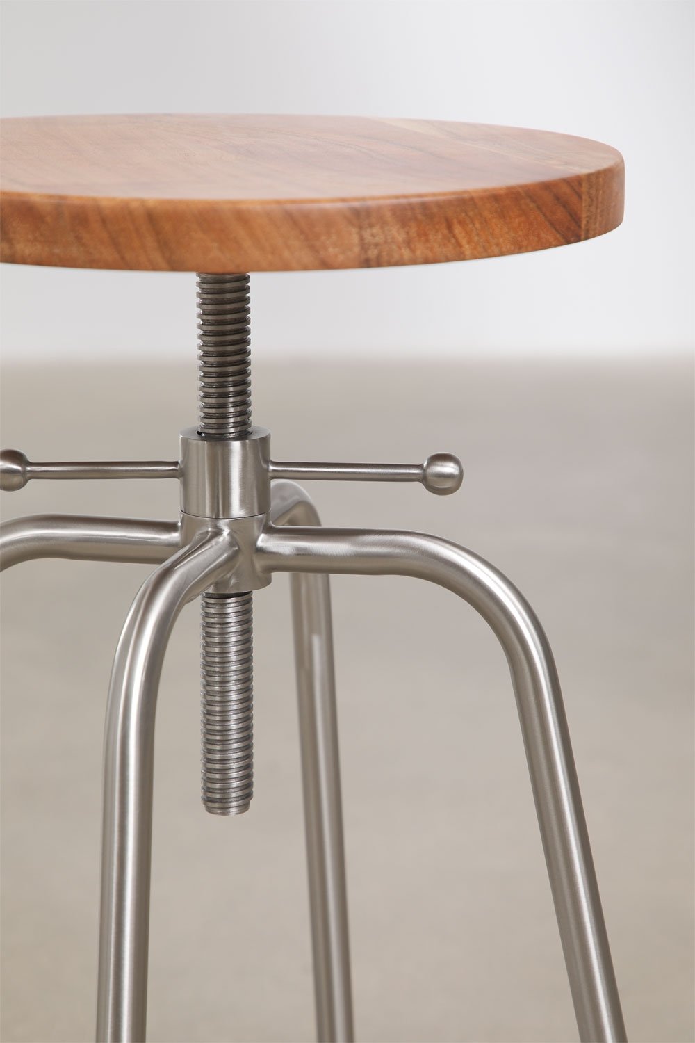 Adjustable high stool in stainless steel and wood Bangalore, gallery image 5