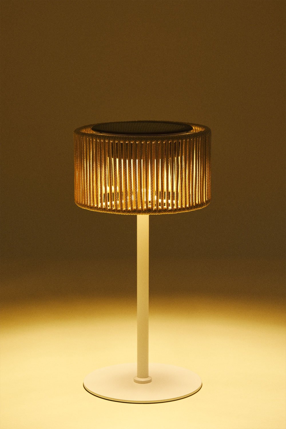 Wireless LED Solar Outdoor Table Lamp in Iron and Braided Rope Krabi, gallery image 4