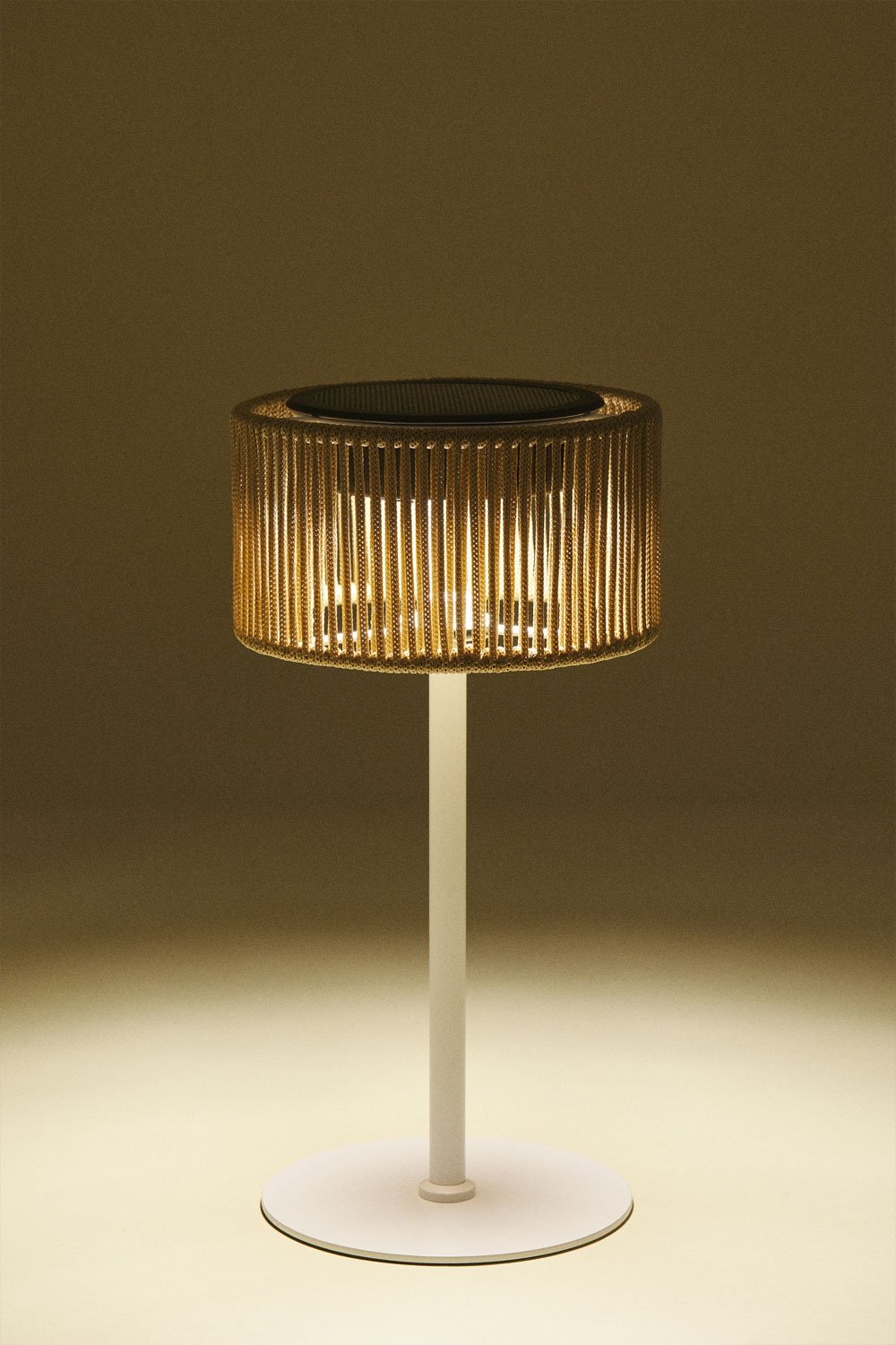 Wireless LED Solar Outdoor Table Lamp in Iron and Braided Rope Krabi, gallery image 5