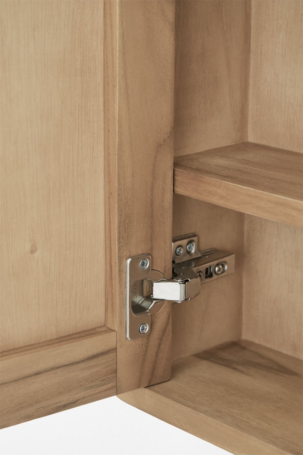 Square 60x60 cm wall cabinet for bathroom in teak wood with mirror Ian, gallery image 5