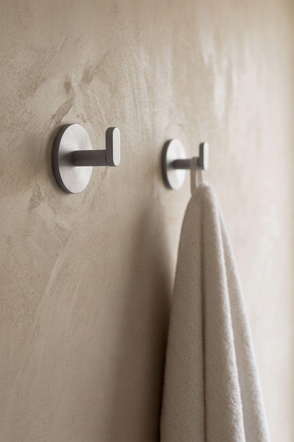Adhesive bathroom hook in brushed grey stainless steel Caldrumi, gallery image 1