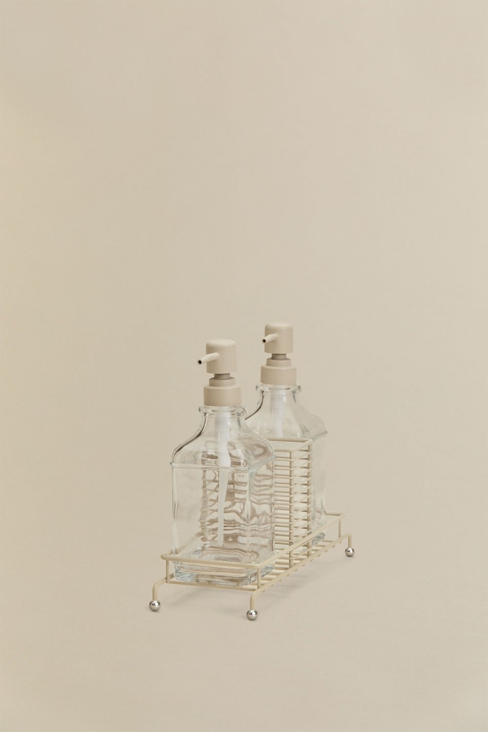 Darcei double kitchen soap dispenser in iron and glass, gallery image 5