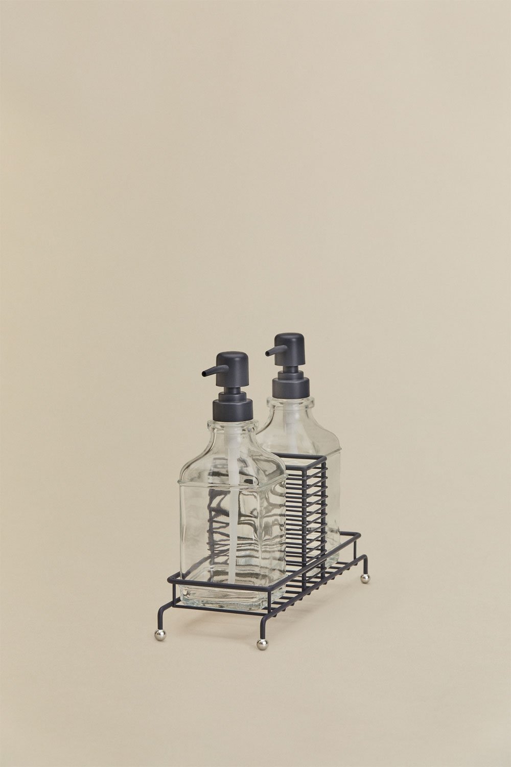 Darcei double kitchen soap dispenser in iron and glass, gallery image 5