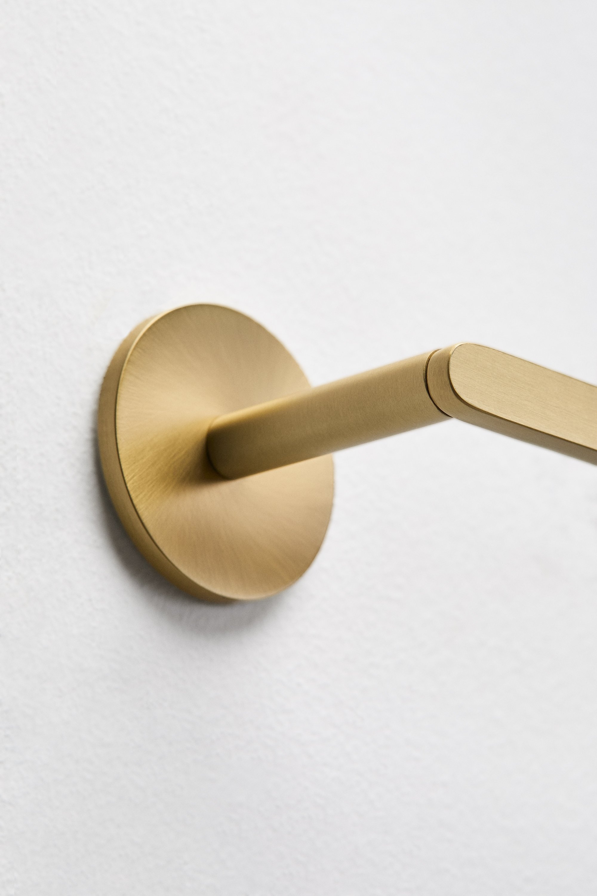 Adhesive wall-mounted towel rail with 30 cm bar for bathroom in brushed gold stainless steel Caldrumi, gallery image 6