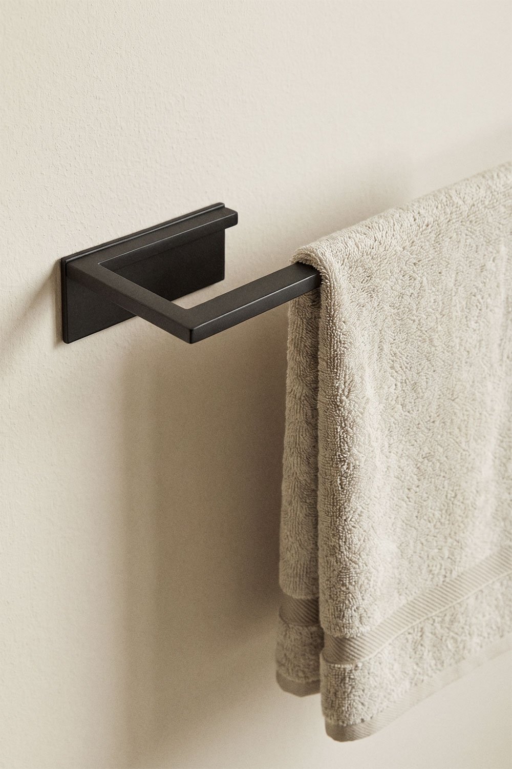 Wall-mounted adhesive towel rack with 30 cm bar for bathroom in stainless steel Jalter, gallery image 2