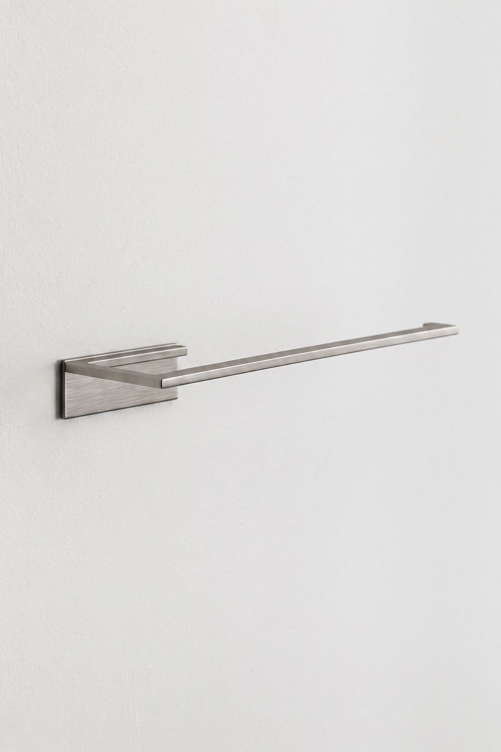 Adhesive wall-mounted 30 cm towel rail for bathroom in brushed grey stainless steel Jalter, gallery image 3