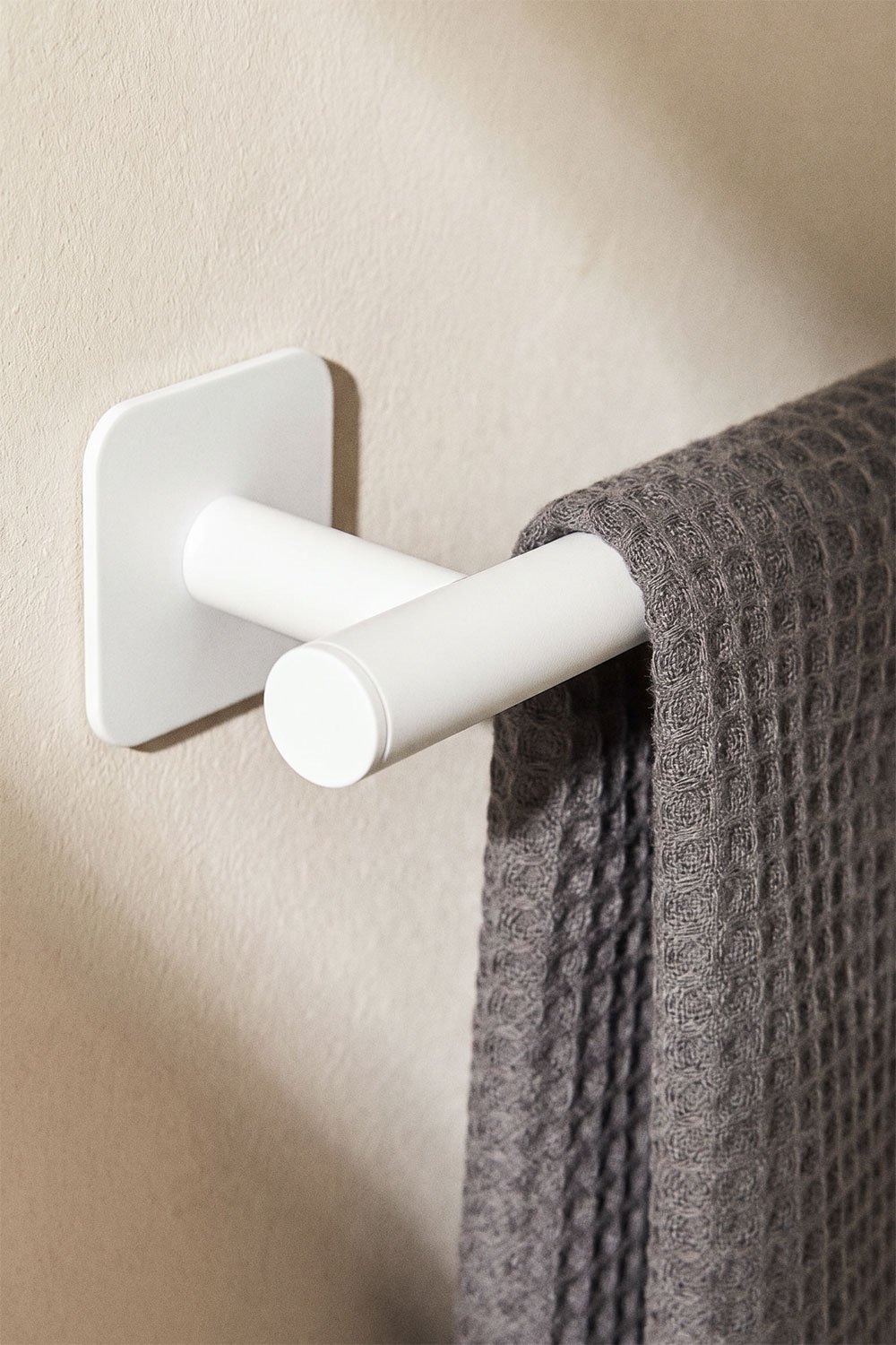 Adhesive wall-mounted 60 cm towel rail for bathroom in white stainless steel Ondreli, gallery image 2