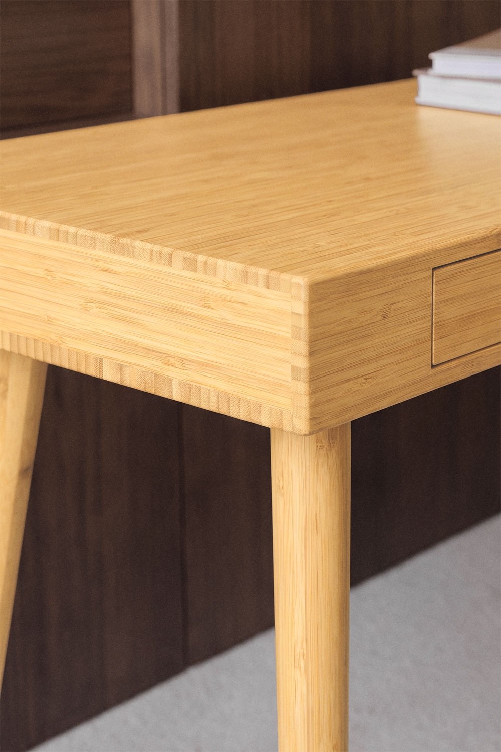 Takeo 100x50 cm bamboo desk with drawers, gallery image 2