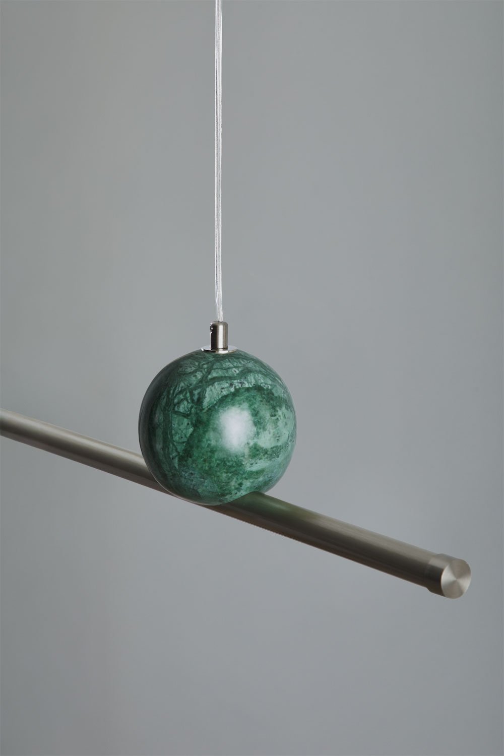 Linear LED 100 cm pendant ceiling lamp in natural stone and iron Lanuvio, gallery image 5