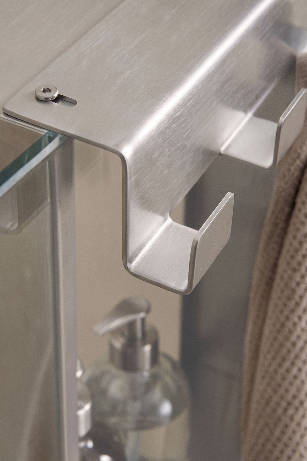 Hanging shower screen shelf in brushed grey stainless steel Elaria, gallery image 2