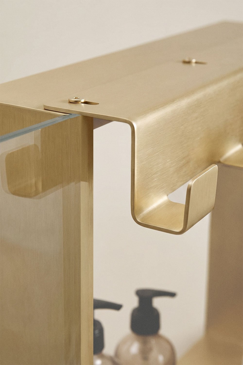 Hanging shower screen shelf in brushed gold stainless steel Elaria, gallery image 2