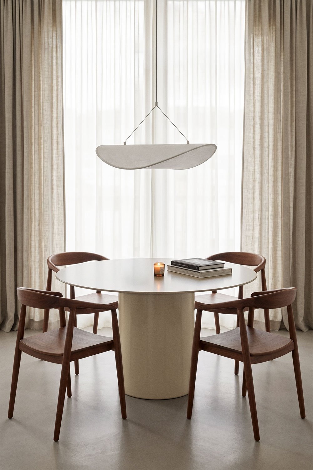 Round dining table Ø120 cm in tempered glass and MDF Asgri, gallery image 1