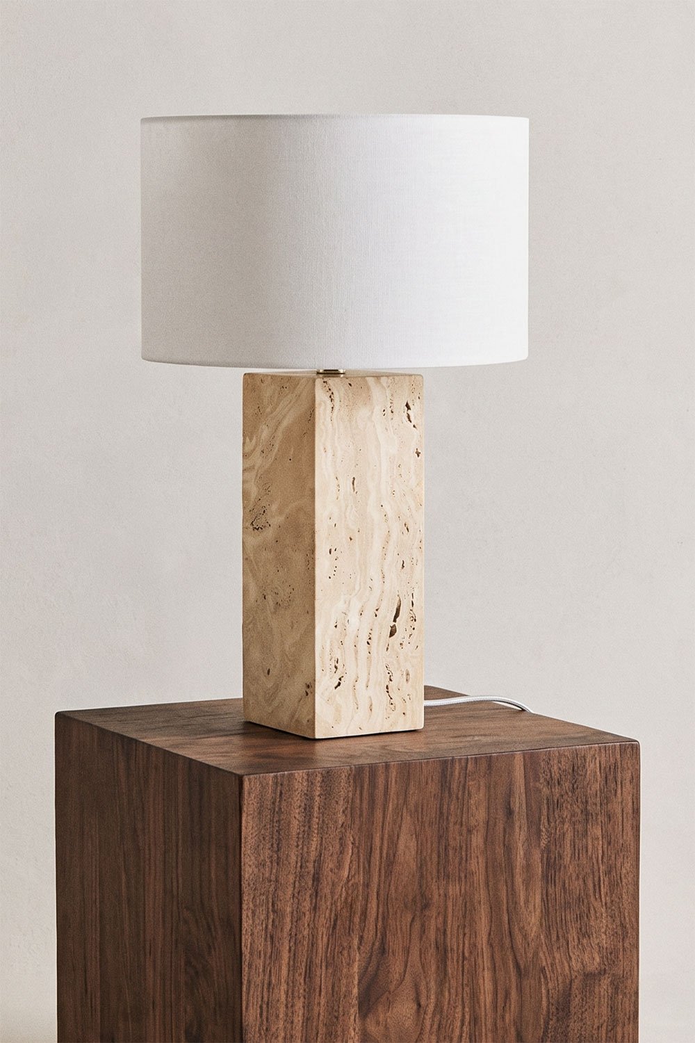 Davise travertine table lamp, gallery image 1