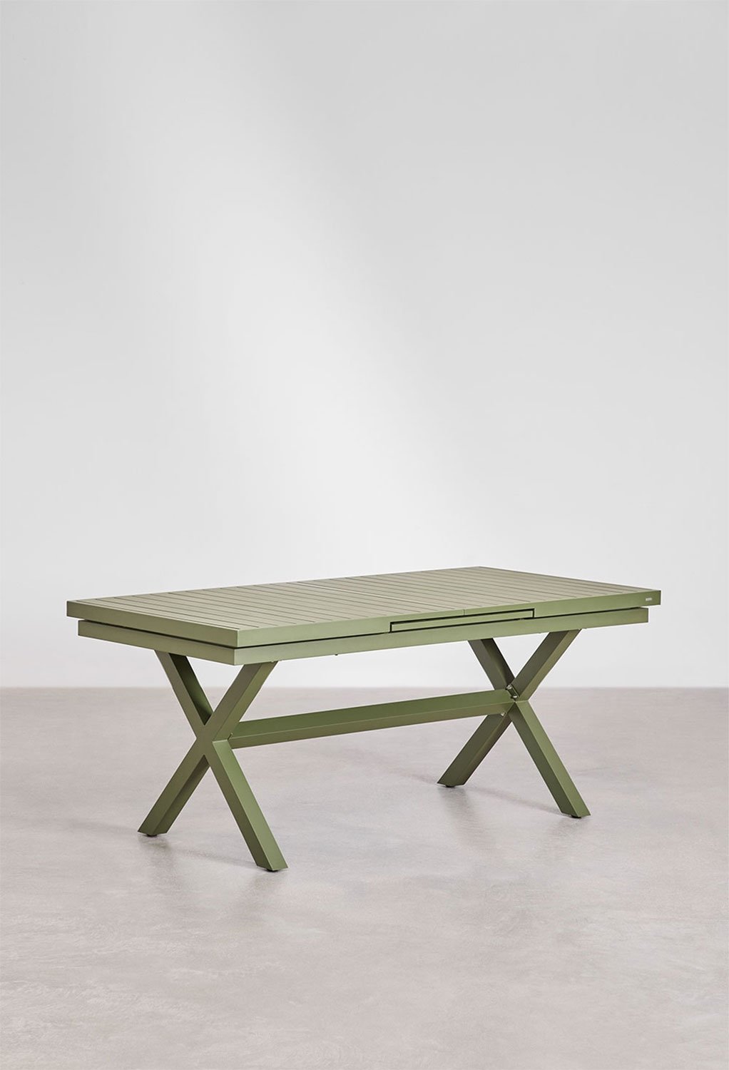 Karena extendable rectangular table set 180-240x90 cm and 6 stackable garden chairs with armrests Omara, gallery image 2
