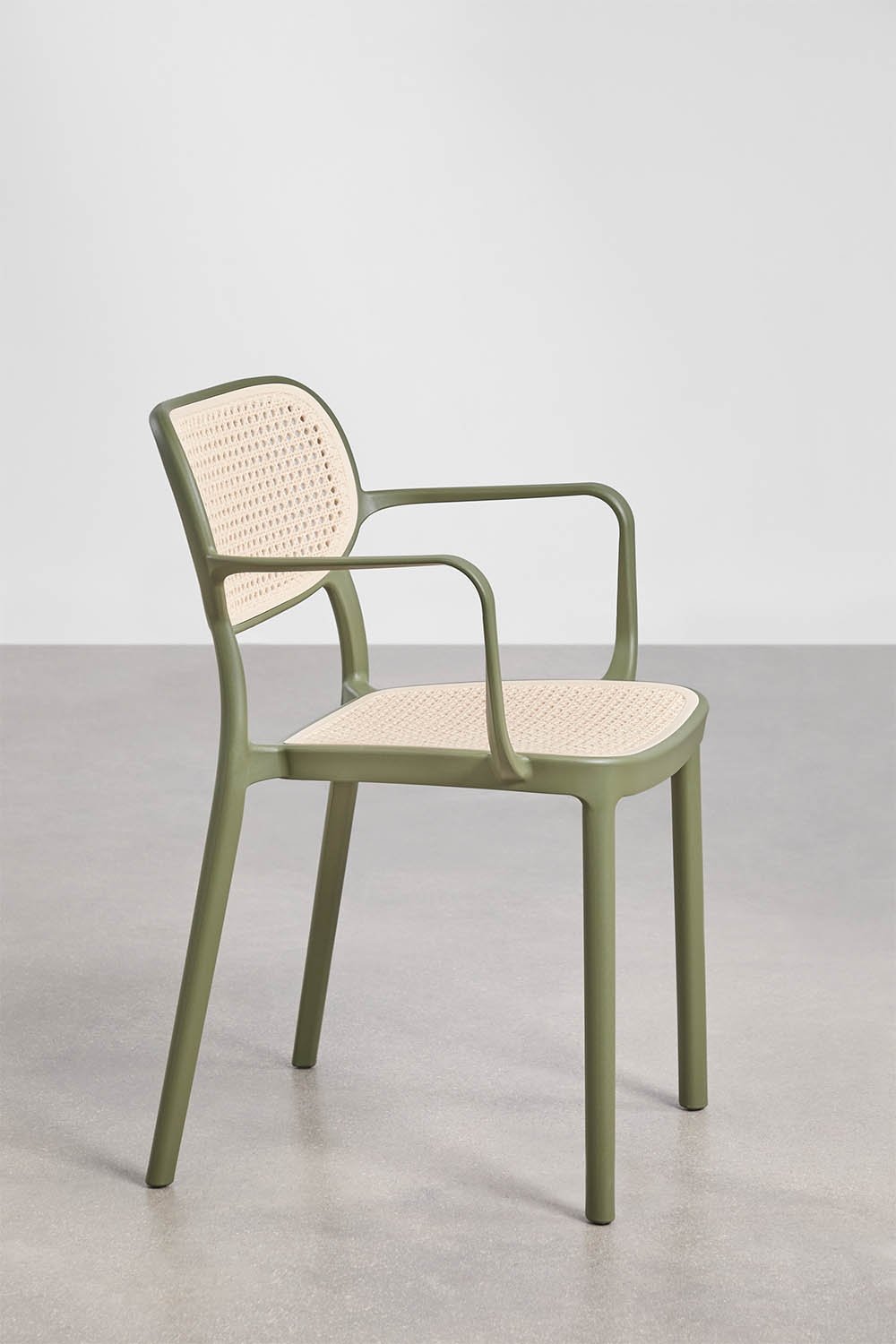 Karena extendable rectangular table set 180-240x90 cm and 6 stackable Omara dining chairs with armrests, gallery image 9