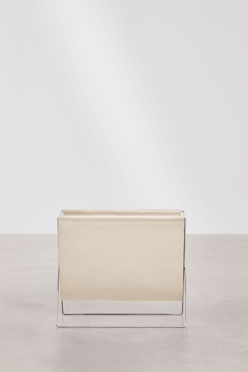 Dravena inclined floor magazine rack in leather and stainless steel, gallery image 4